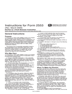 IRS Form 2553 Instructions