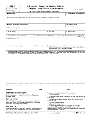 IRS Form 8281 Information Return for Publicly Offered Original Issue Discount Instruments