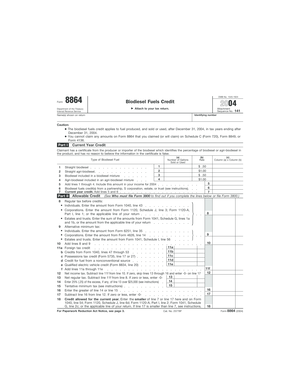 Form 8864 Biodiesel Fuels Credit 2004