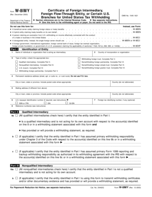 Form W-8IMY Certificate of Foreign Intermediary