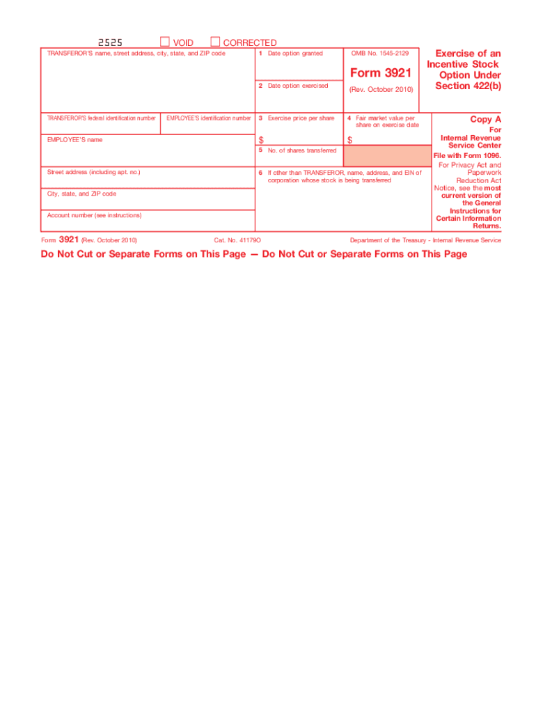 form 3921 2010 Preview on Page 1