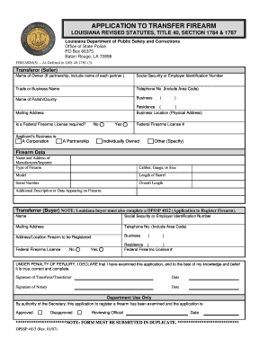 Louisiana Firearm Transfer Application