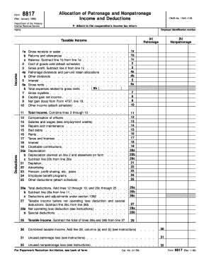 IRS Form 8817 Allocation of Patronage and Nonpatronage