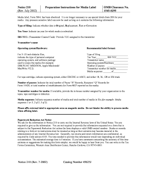 IRS Media Label Preparation Instructions
