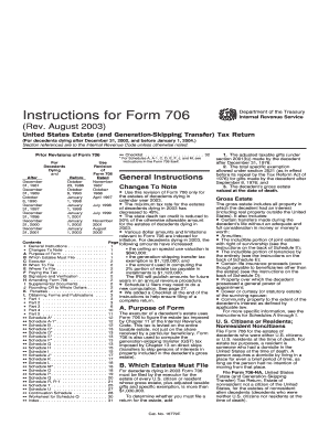 US Federal Estate Tax Return Form 706