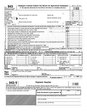 2003 Form 943 (Fill-In Version). Employer's Annual Tax Return for Agricultural Employees