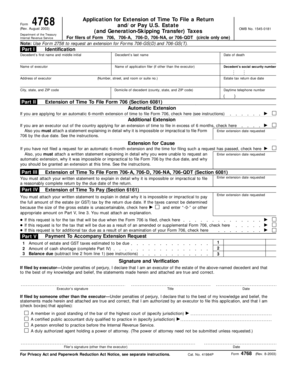 US Estate Tax Extension Form 4768
