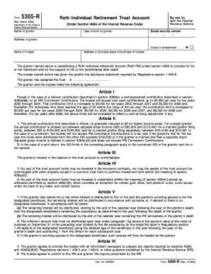 Roth IRA Trust Account Agreement