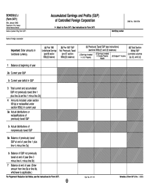Schedule J Accumulated Earnings and Profits Form 5471