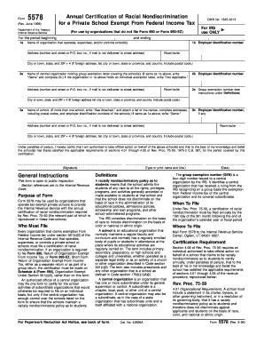 IRS Form 5578 Annual Certification of Racial Nondiscrimination