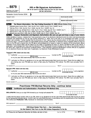 IRS Form 8879 e-file Signature Authorization