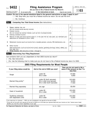 IRS Form 9452 Filing Assistance Program