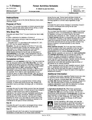 Form T Timber Forest Activities Schedule