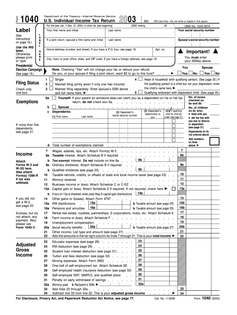 2003 tax form