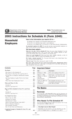 2003 Instructions for Schedule H (Form 1040)