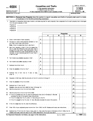 IRS Form 4684 Casualty and Theft