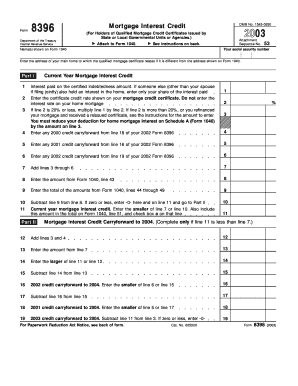 IRS Form 8396 Mortgage Interest Credit