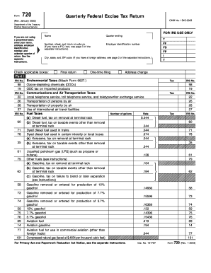 Form 720 Quarterly Federal Excise Tax Return