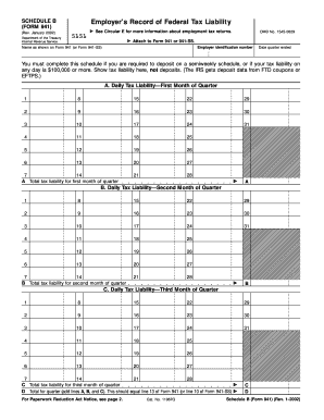 Schedule B (Form 941) Employer’s Record of Federal Tax Liability