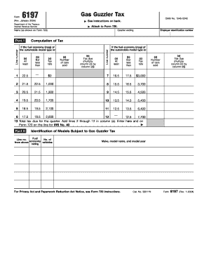 Gas Guzzler Tax Form 6197