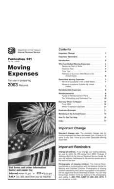 IRS Publication 521 Moving Expenses