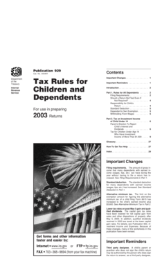 Publication 929 Tax Rules for Dependents