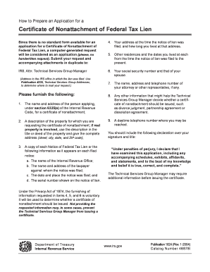 Certificate of Nonattachment of Federal Tax Lien Application