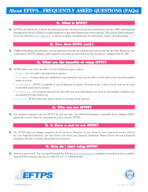 EFTPS Tax Payment FAQs