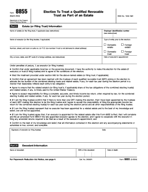 Form 8855 Election To Treat a Qualified Revocable Trust as Part of an Estate