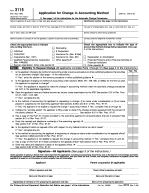 Form 3115 Application for Change in Accounting Method