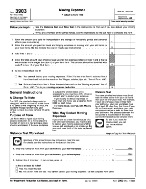 IRS Form 3903 Moving Expenses