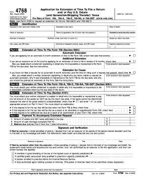 US IRS Form 4768 Extension Request