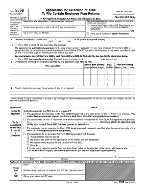 IRS Form 5558 Application for Extension of Time