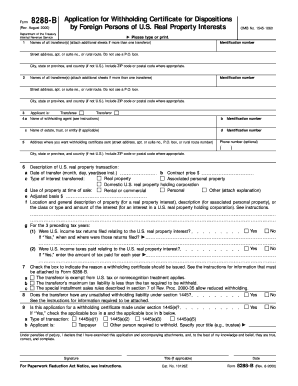 Form 8288-B Application for Withholding Certificate