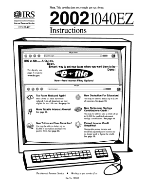 IRS 1040EZ Instructions 2002