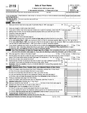 IRS Form 2119 Home Sale Tax Form
