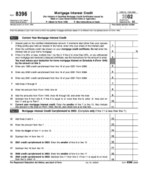 IRS Form 8396 Mortgage Interest Credit