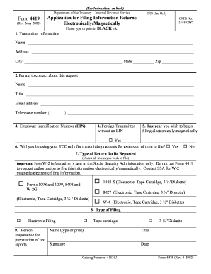 IRS Form 4419 Application for Filing Information Returns