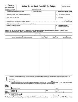 Form 709-A US Short Form Gift Tax Return