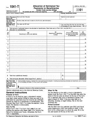 Form 1041-T 2001