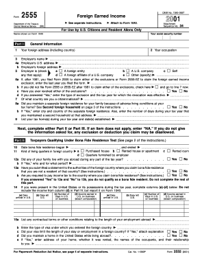 Form 2555 Foreign Earned Income 2001