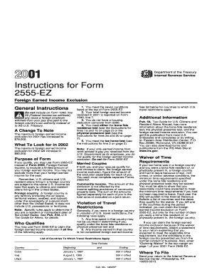 IRS Form 2555-EZ Instructions