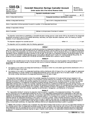 Coverdell Education Savings Custodial Account Form 5305-EA