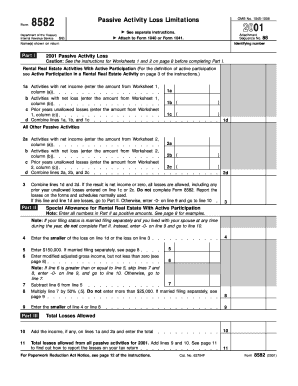 IRS Form 8582 2001