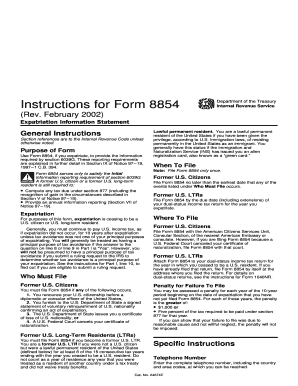 IRS Form 8854 Instructions