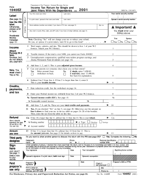 2001 fillable 1040 ez form