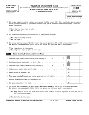 Schedule H Household Employment Taxes Form 1040