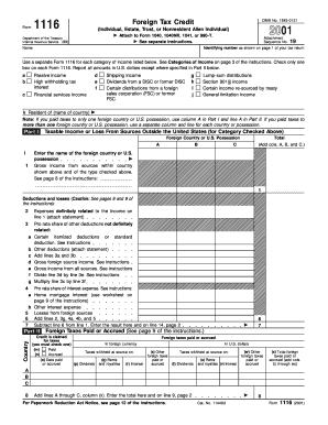 IRS Form 1116 Foreign Tax Credit