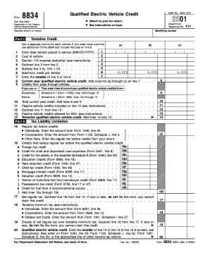 Form 8834 Qualified Electric Vehicle Credit