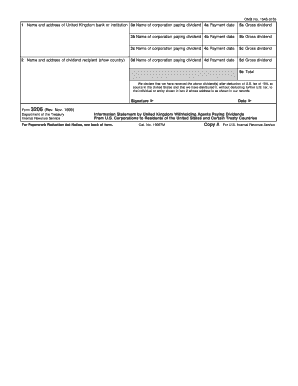 Form 3206 UK Withholding Agent Dividend Statement